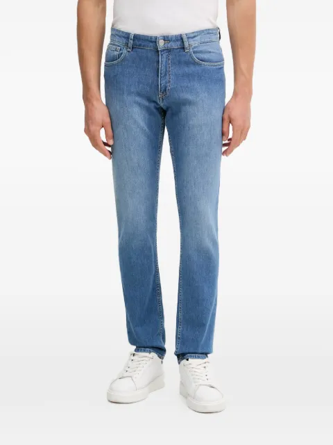 Trussardi faded-effect logo-patch jeans