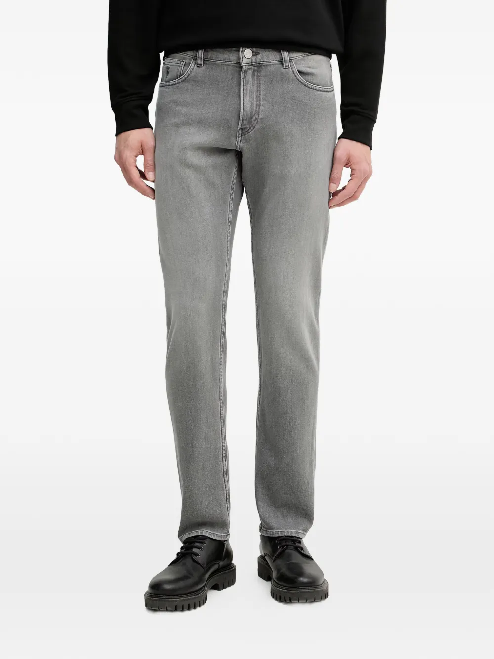 Trussardi logo-patch straight-leg jeans - Grigio