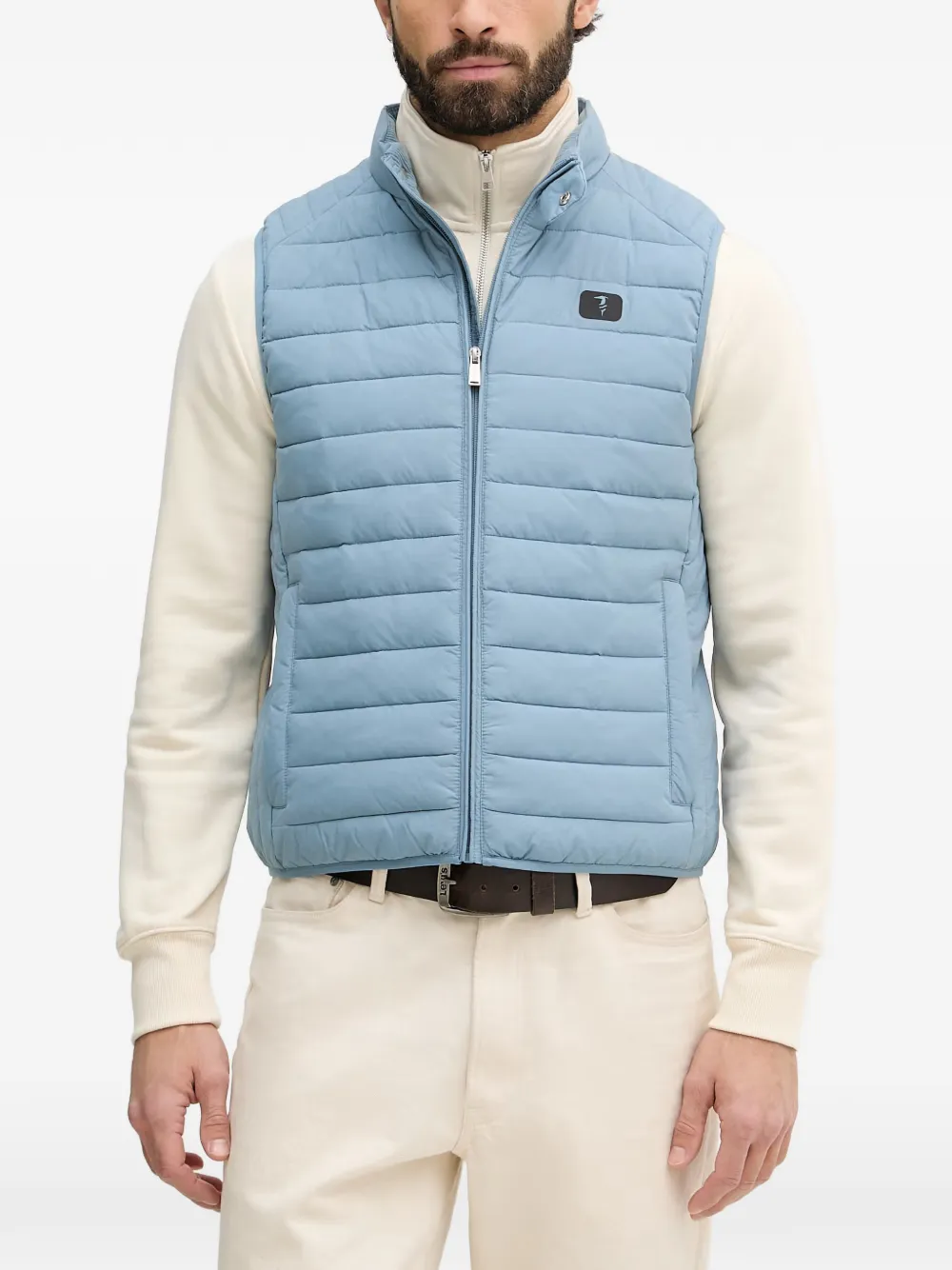 Trussardi quilted logo-patch gilet - Blu