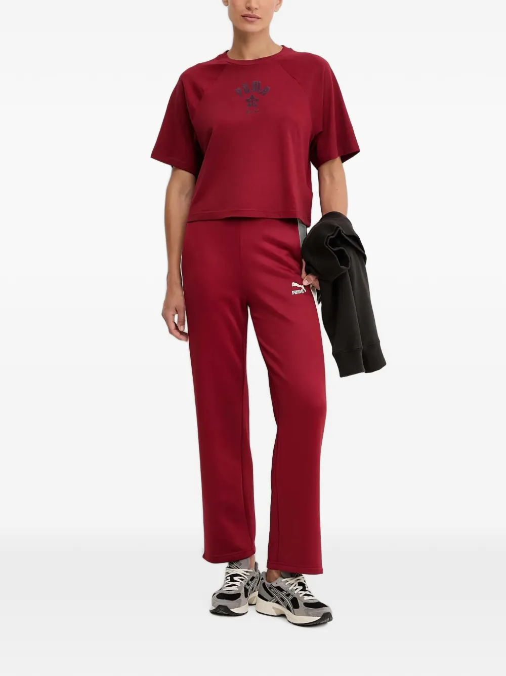 PUMA Iconic T7 trainingsbroek met zijstreep en geborduurd logo Rood