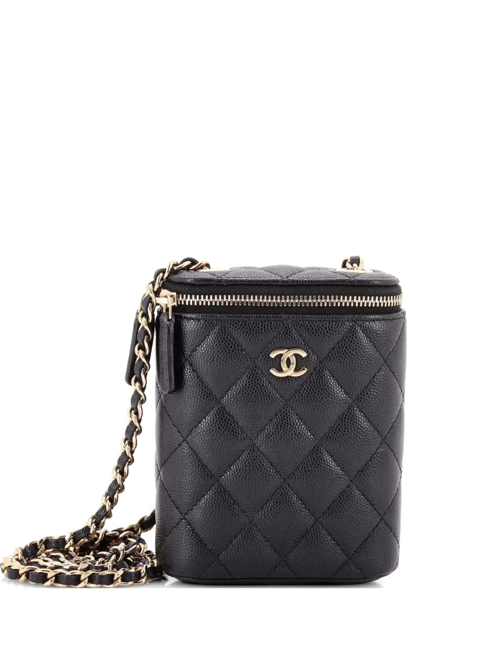 CHANEL Pre-Owned Vertical Classic Vanity Case with Chain Quilted Caviar Small shoulder bag - Nero