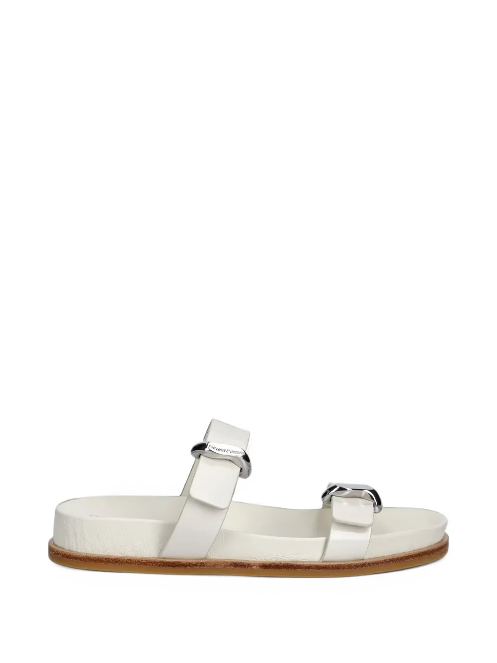 Emporio Armani buckle-detail double-strap slides - Blanc Emporio Armani buckle-detail double-strap slides - Blanc