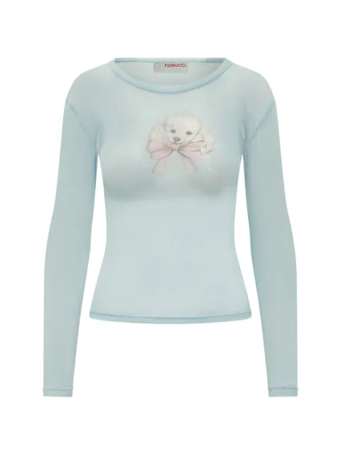 Fiorucci poodle-printed tulle long-sleeved t-shirt