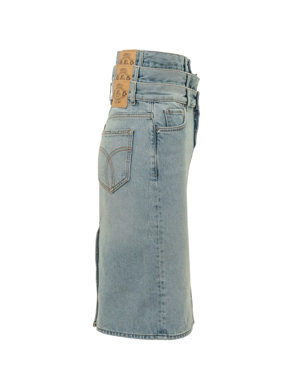 Fiorucci Denim rok met drievoudige tailleband Blauw