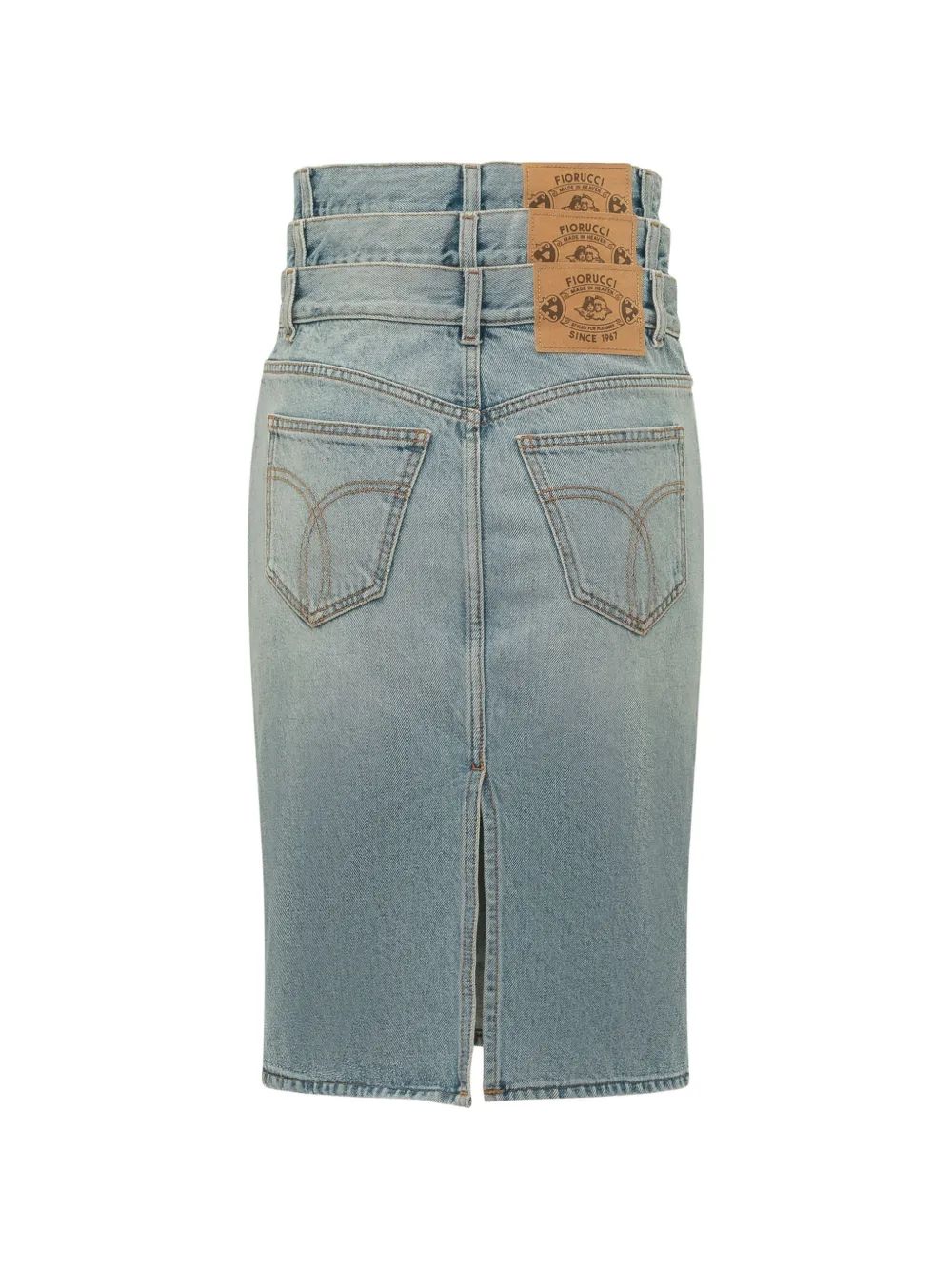 Fiorucci Denim rok met drievoudige tailleband Blauw