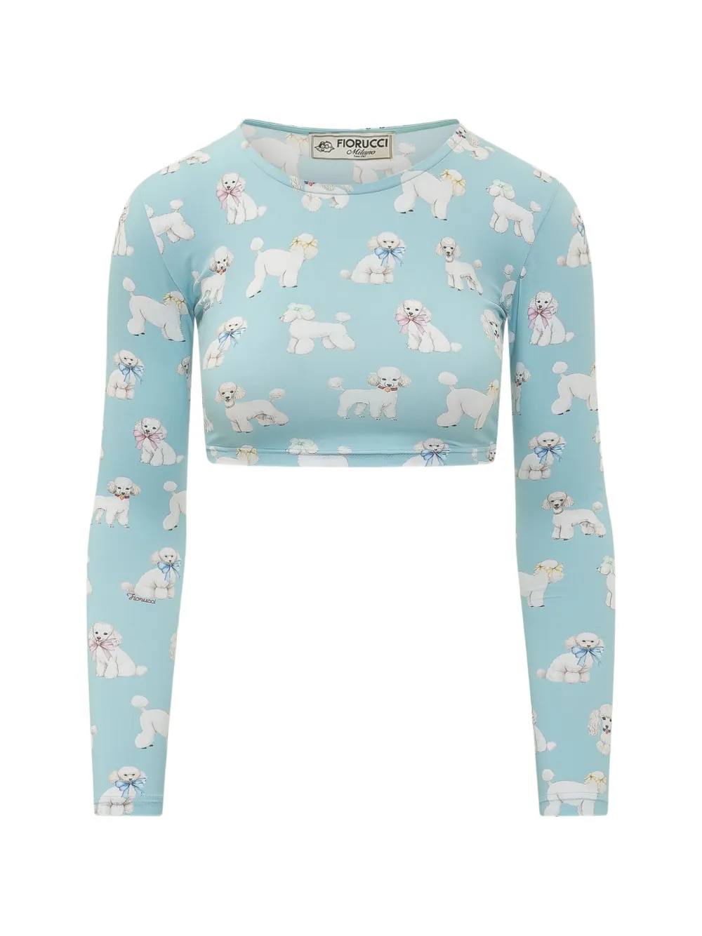 Fiorucci poodle-print cropped top - Blu