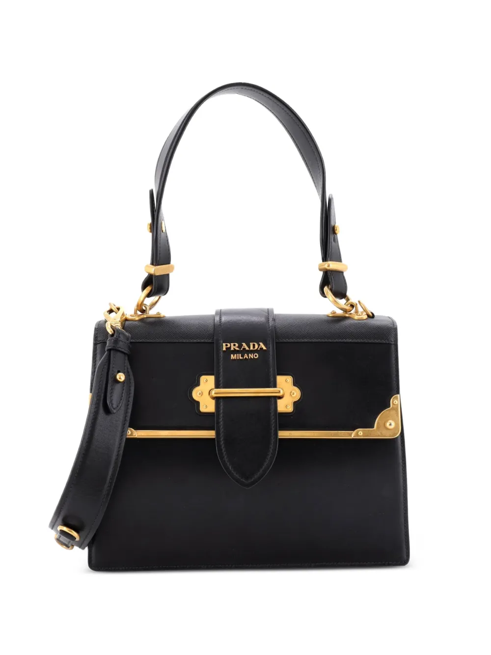 Prada Pre-Owned Cahier Convertible City Calf and Saffiano Medium shoulder bag - Nero