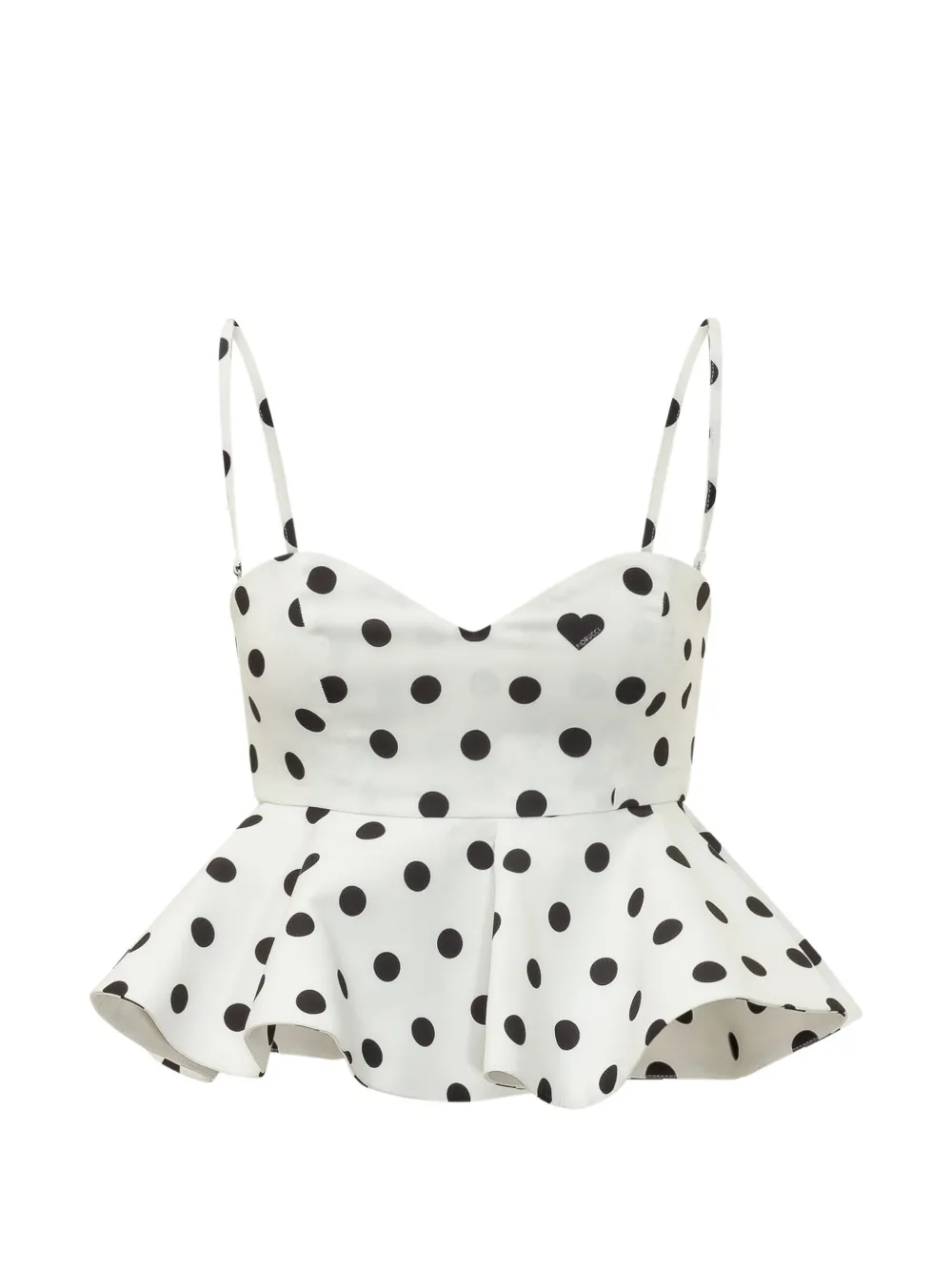 Fiorucci polka-dot peplum top - Bianco