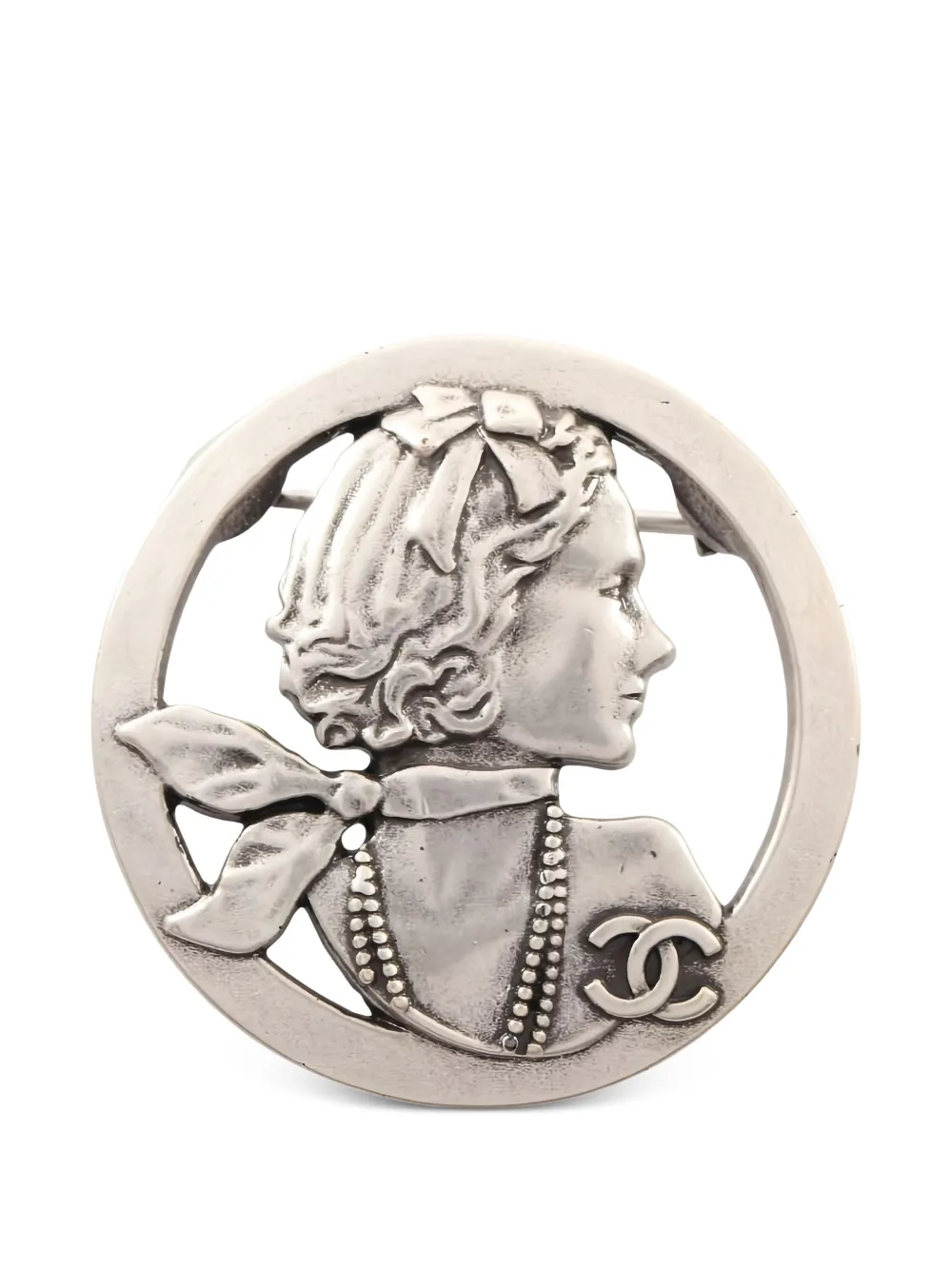 CHANEL Pre-Owned 1986-1988 Mademoiselle coco-mark brooch - Silver