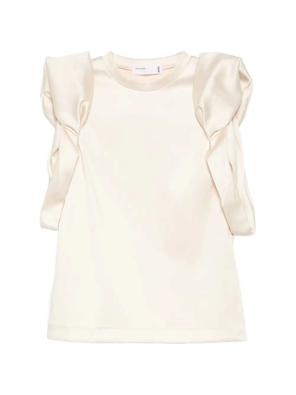 Toga satin roll-sleeves top - Toni neutri
