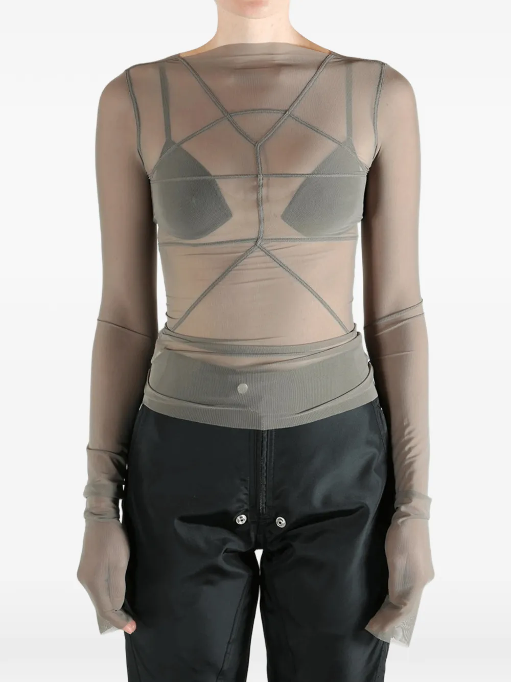 Rick Owens Temple T-shirt met naaddetail Groen