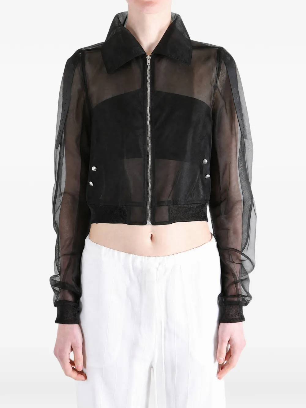 Rick Owens Dracucollar sheer zip-up jacket - Schwarz