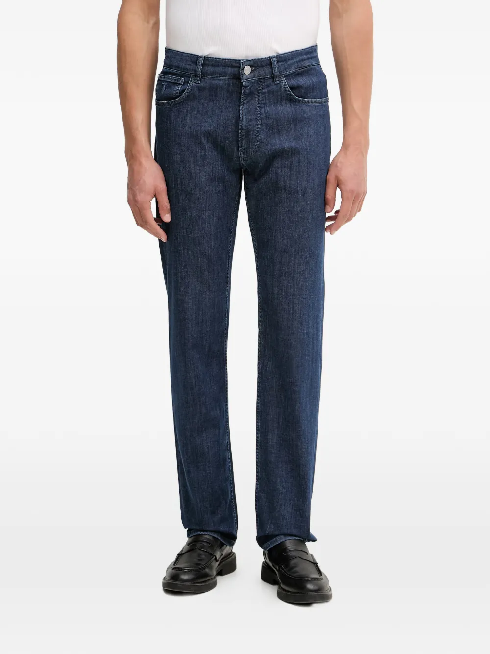 Trussardi logo-patch straight-leg jeans - Blu