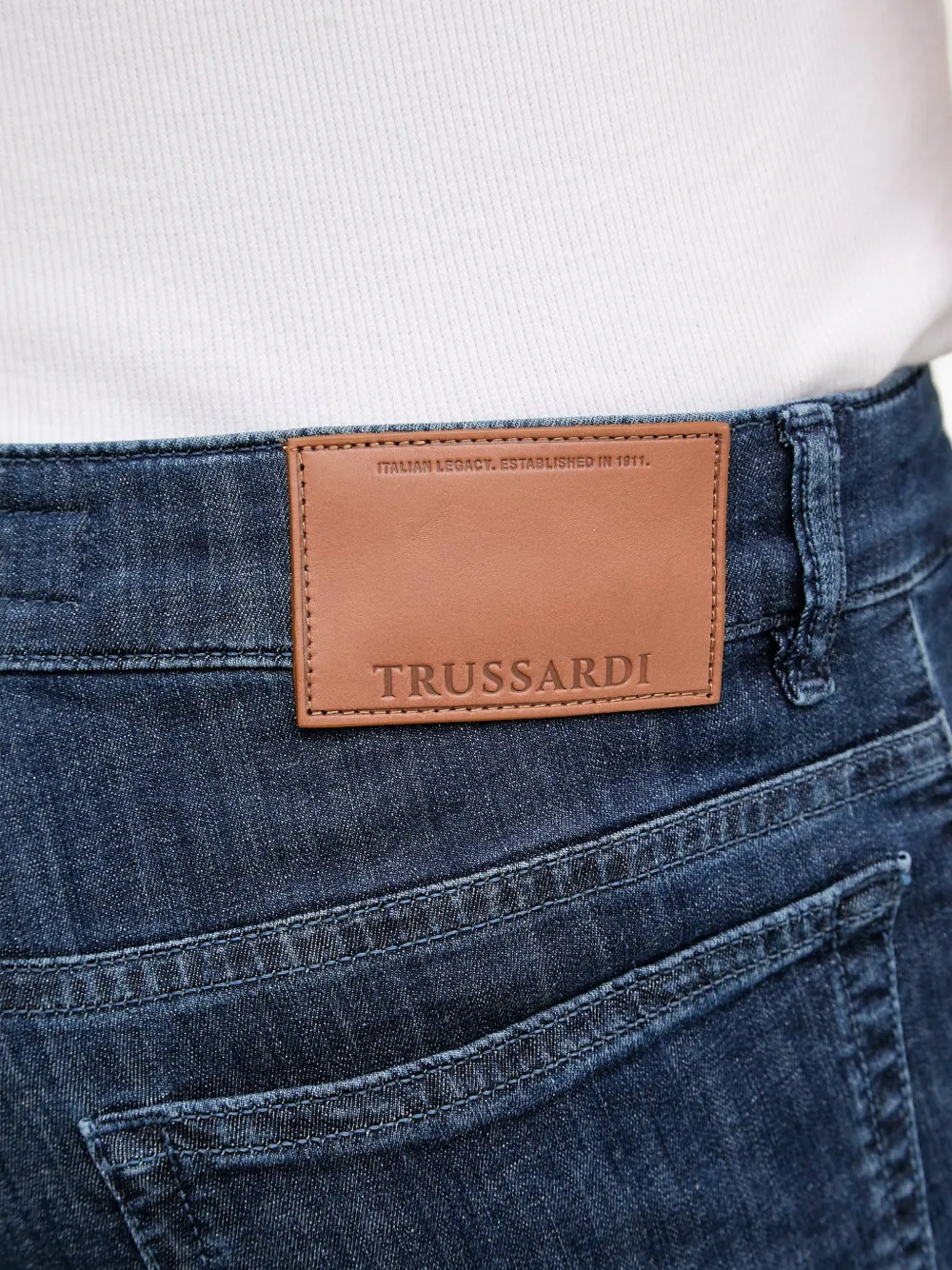  Trussardi Vaqueros Rectos Con Parche Del Logo - Azul 