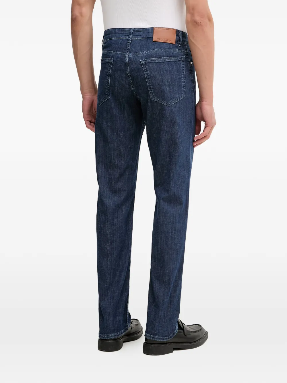  Trussardi Vaqueros Rectos Con Parche Del Logo - Azul 