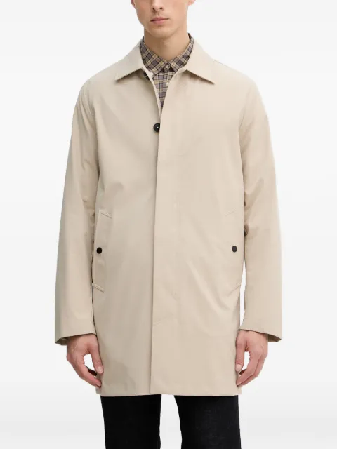 Trussardi logo-patch button-up coat