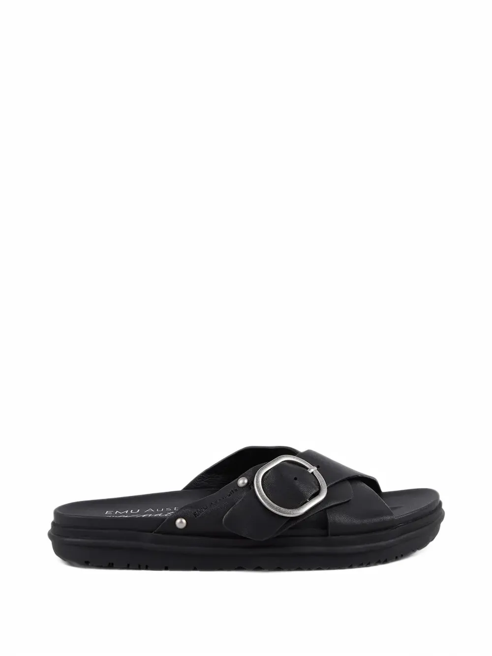 EMU AUSTRALIA Ebony buckle-detail crossover-strap slides - Nero