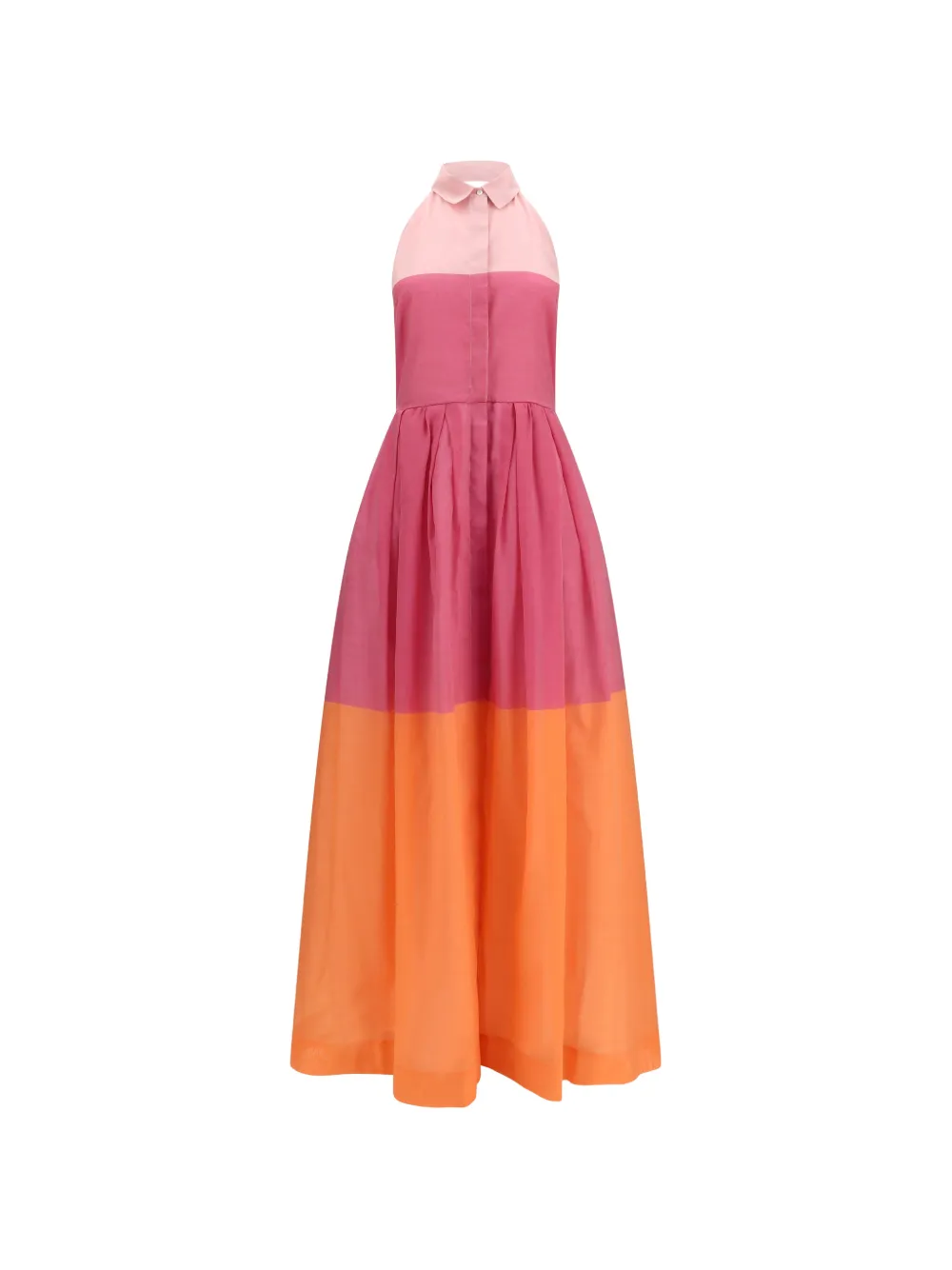 Sara Roka Mariaedna colour-block pleated maxi dress - Arancione