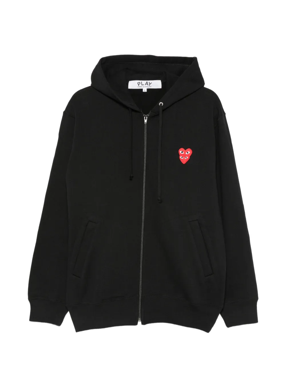 Comme Des Garçons Play double Heart-patch hoodie - Black