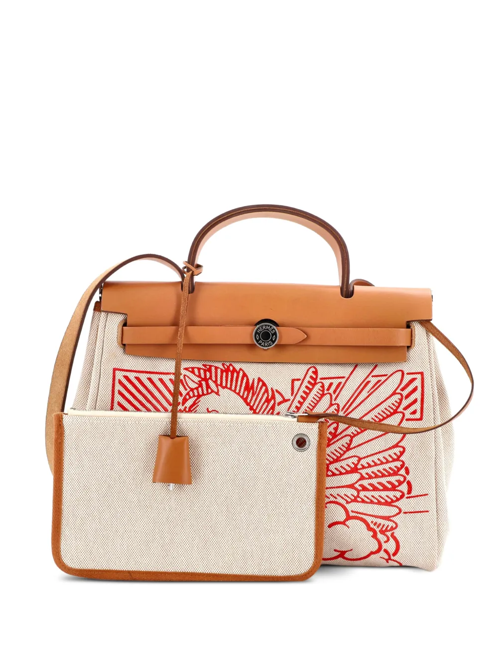 Hermès Pre-Owned Herbag Pegase Pop Toile Schultertasche aus Leder mit Reißverschluss 31cm - Nude