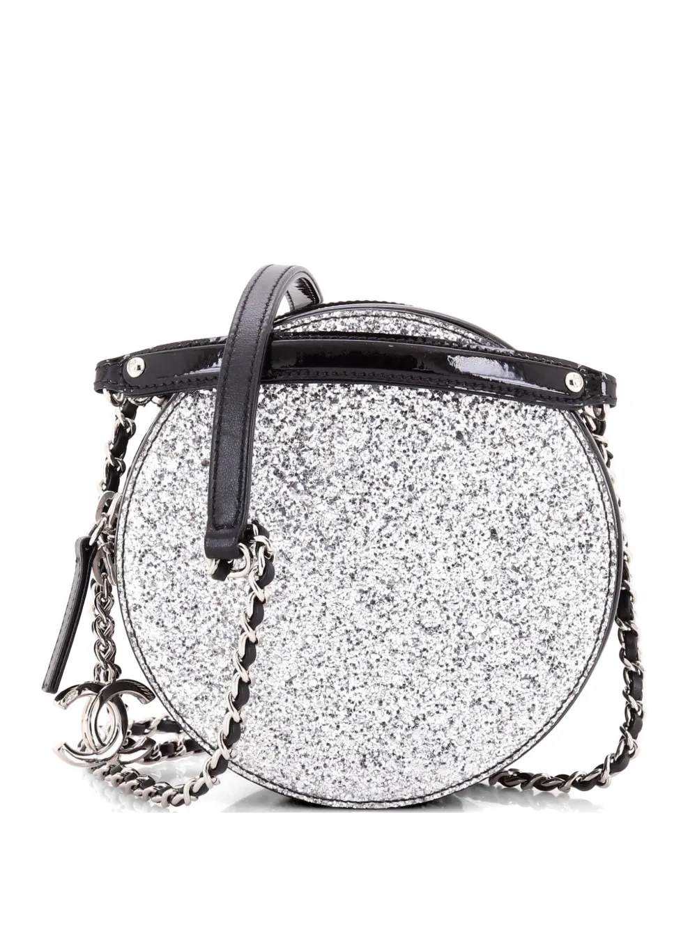 CHANEL Pre-Owned Borsa a tracolla Evening On The Moon Glittered PVC con tracolla e motivo a giorno - Nero