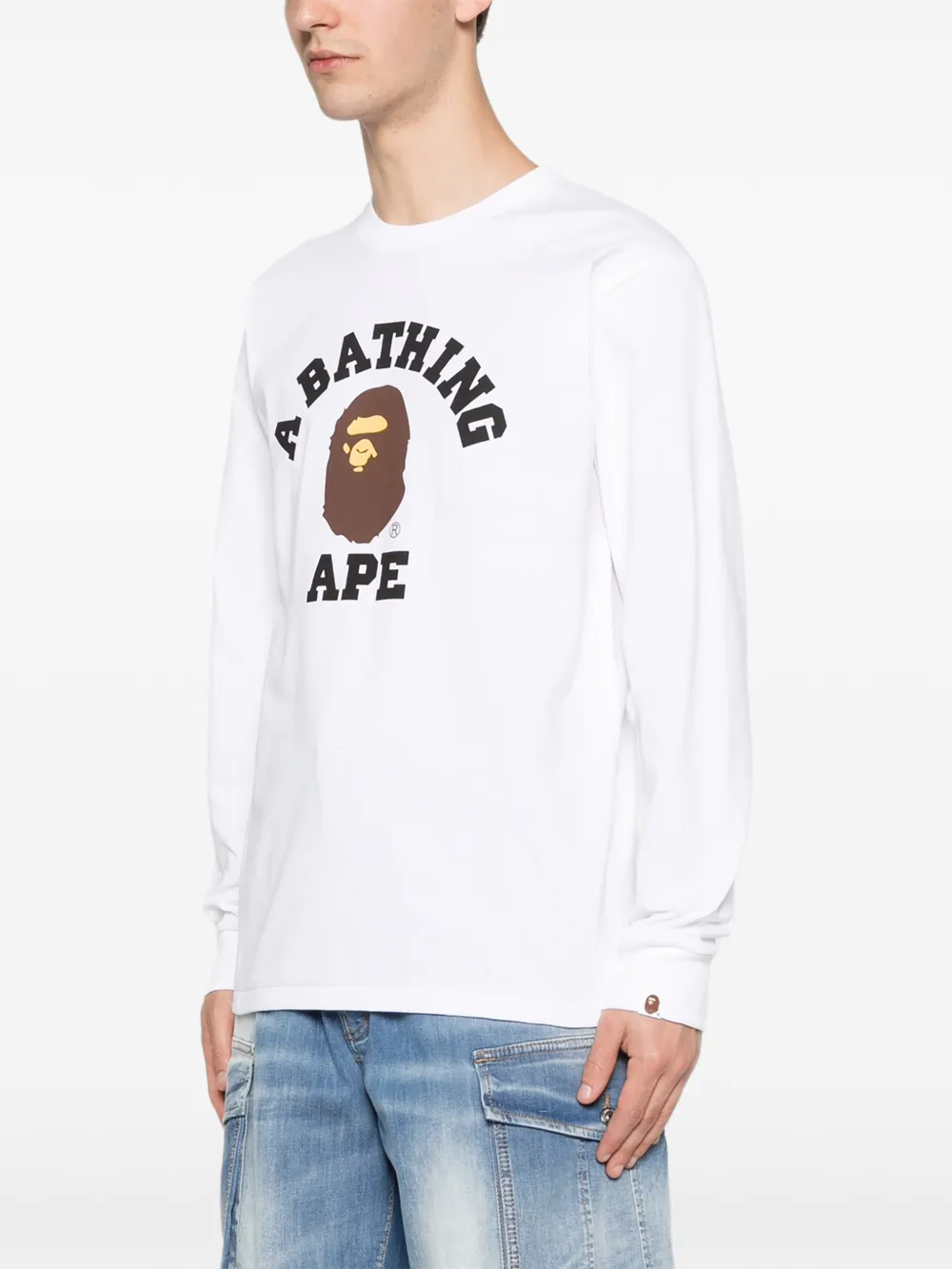 A BATHING APE Sweater met logodetail en lange mouwen Wit