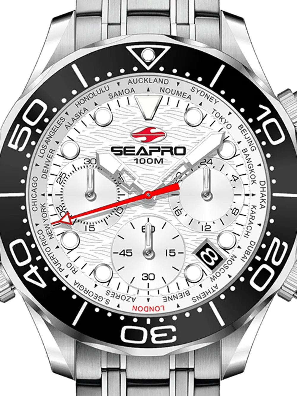  Seapro Orologio Mondial Timer 44mm - Bianco 