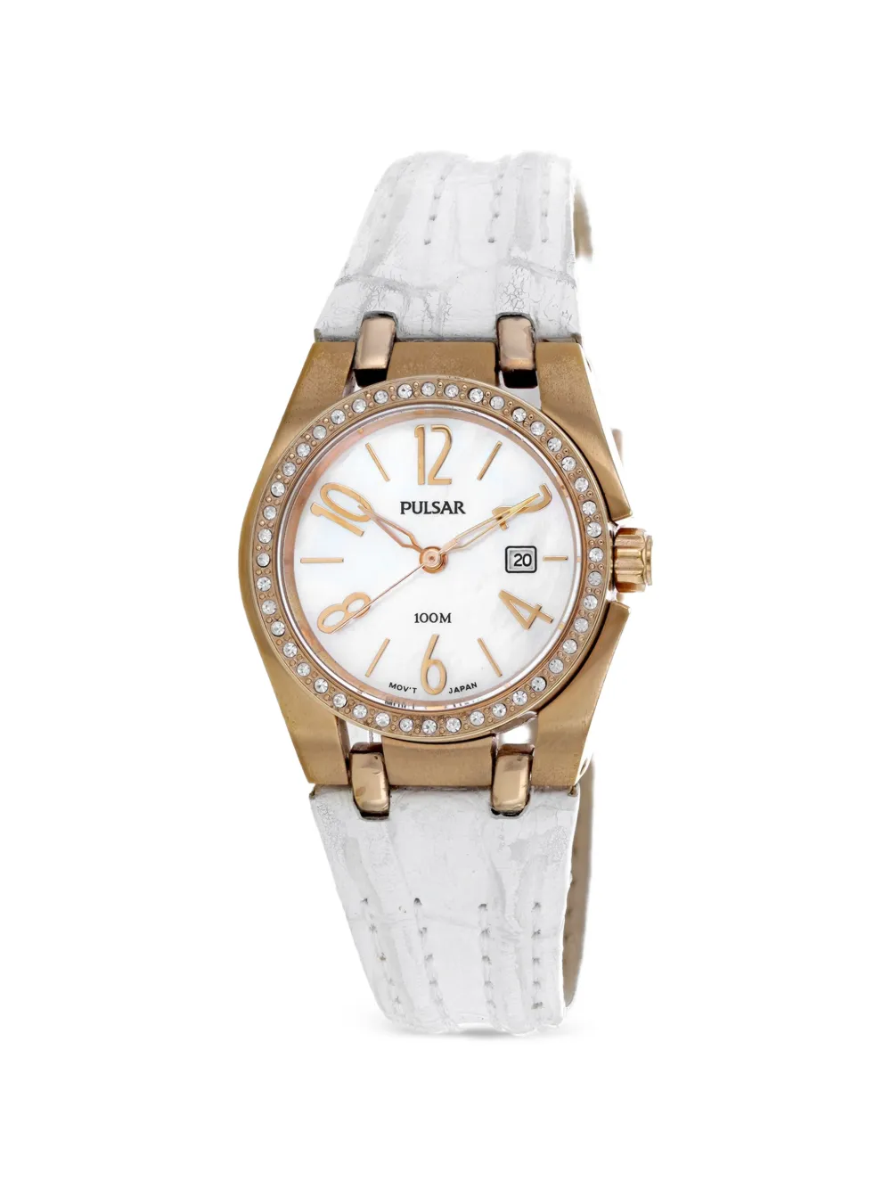 PULSAR Classic crystal-embellished 28mm watch - Bianco