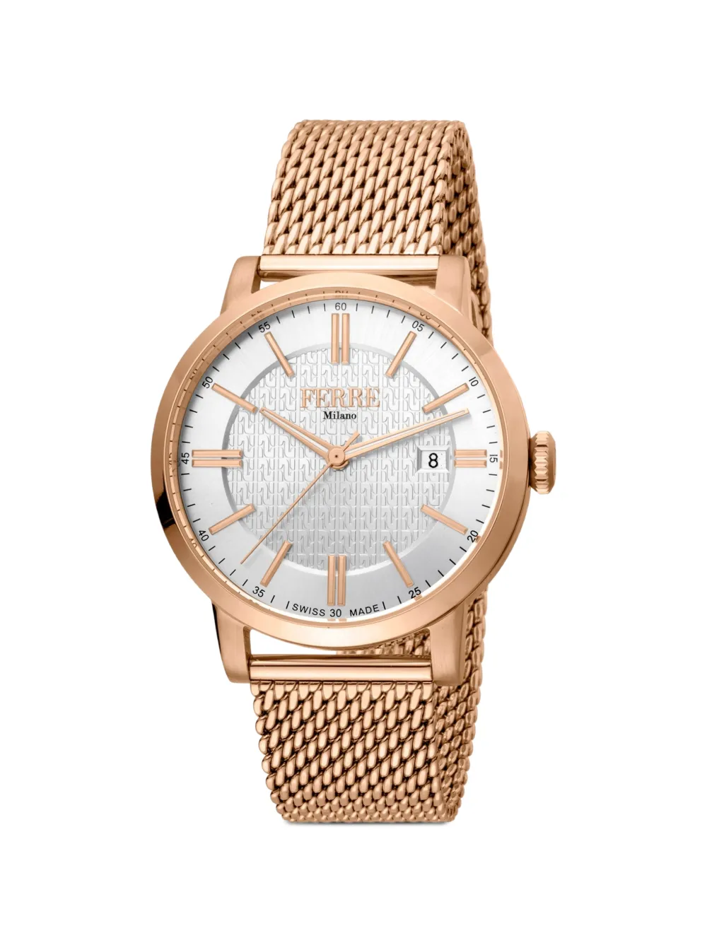 FERRE Milano Classic mesh-strap 42mm watch - Bianco