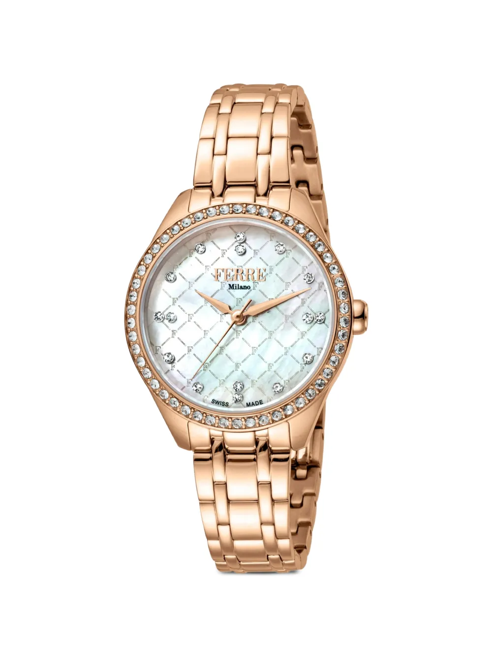 FERRE Milano Classic crystal bezel 32mm watch - Bianco