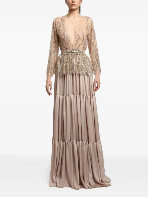 MIAU by Clara Rotescu Amman crystal-embellished tiered maxi dress