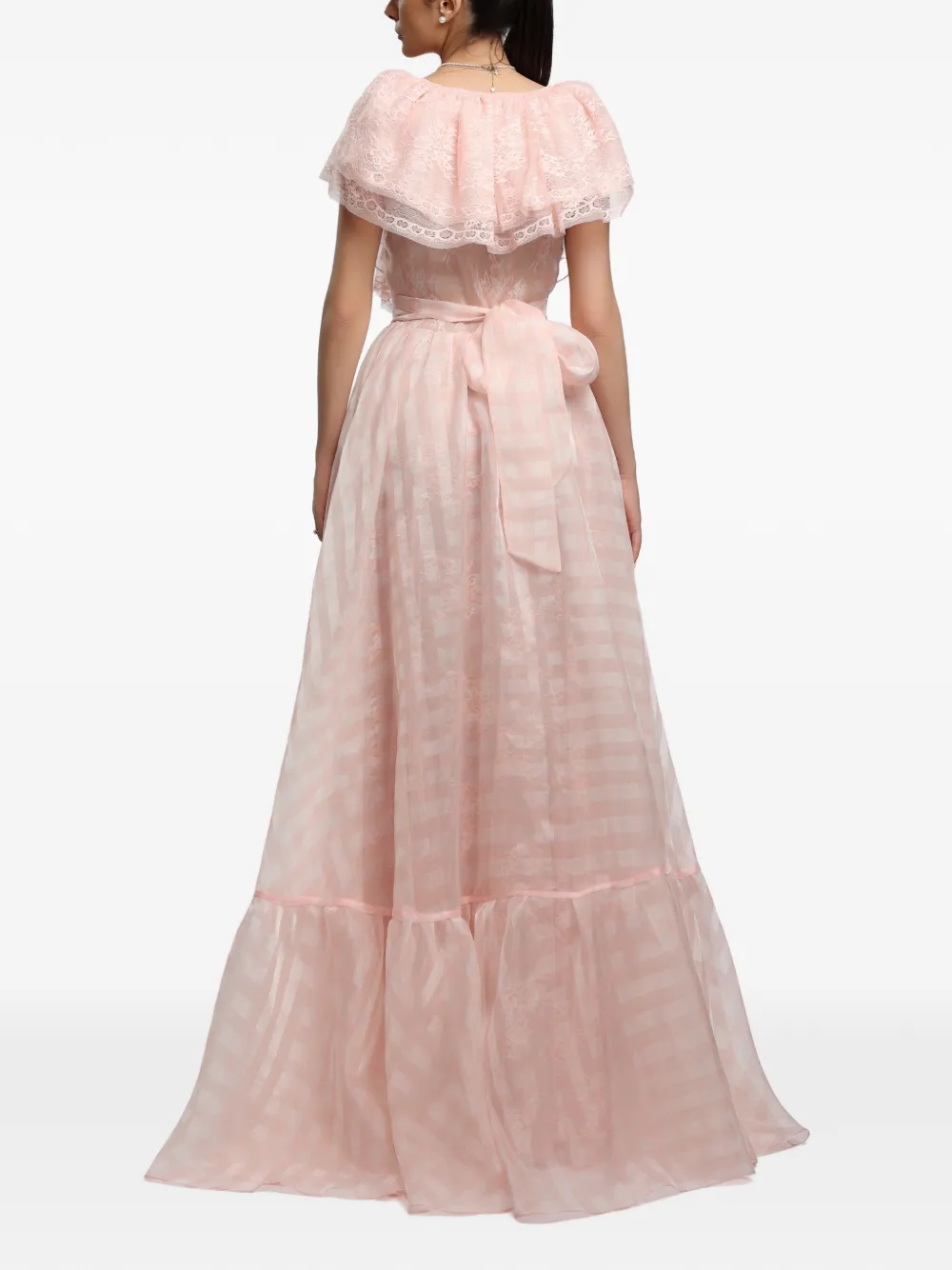 MIAU by Clara Rotescu Hanoi jurk met ruches en kant Roze