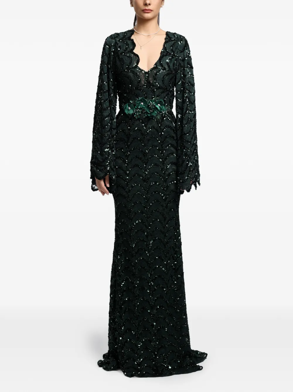MIAU by Clara Rotescu Rio sequin-embellished maxi dress - Green