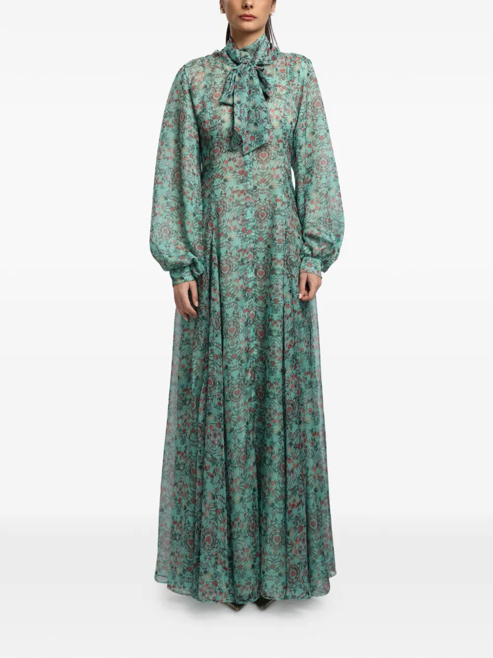 MIAU by Clara Rotescu Riyadh floral-print maxi dress - Verde