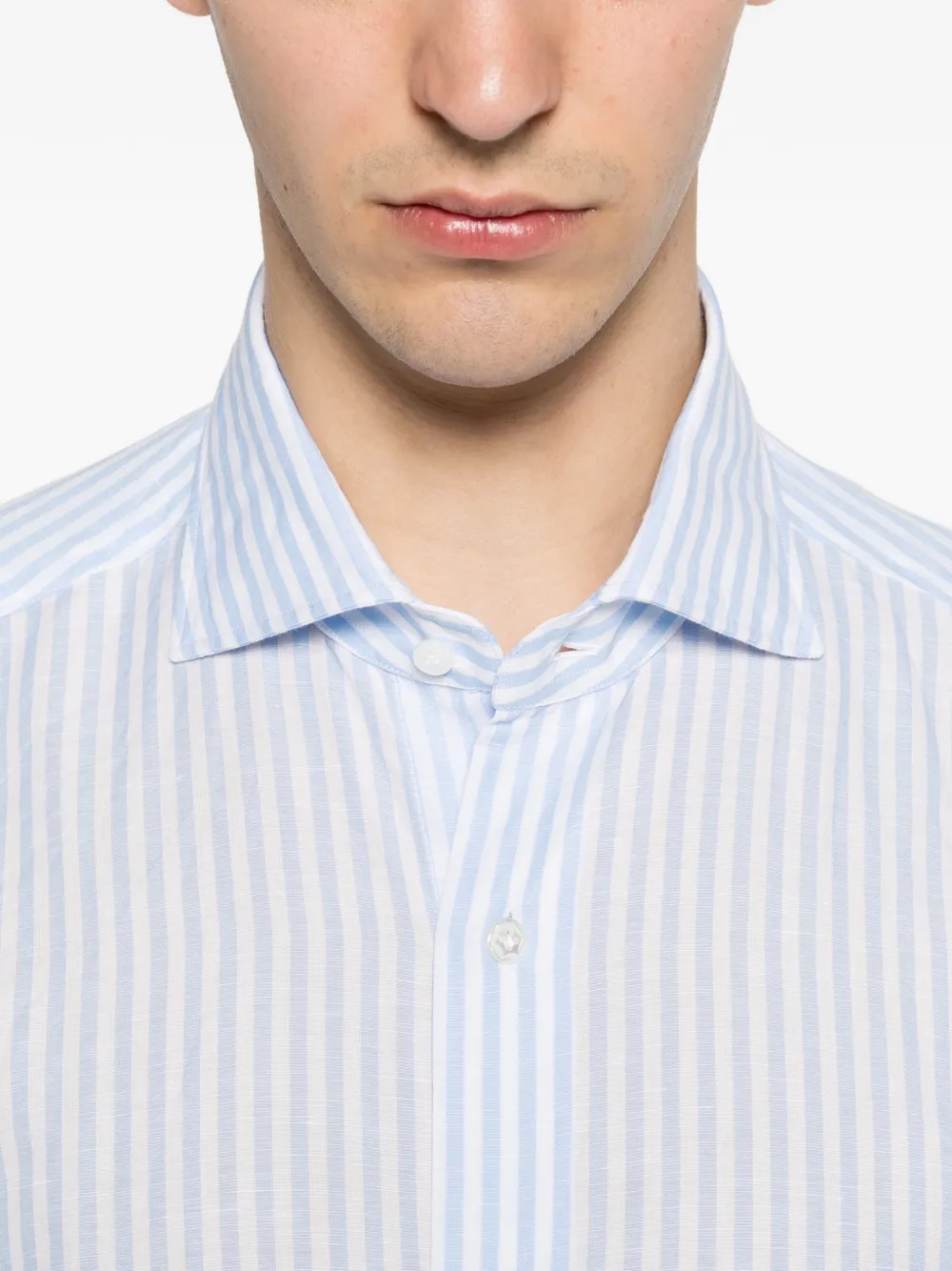 Barba Gestreept overhemd met knopen Blauw