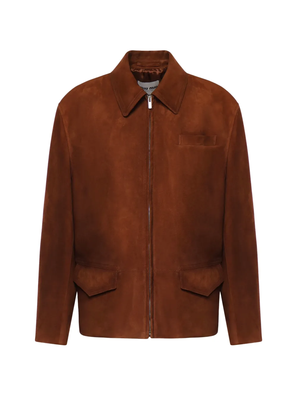Miu Miu zip-up suede jacket - Braun