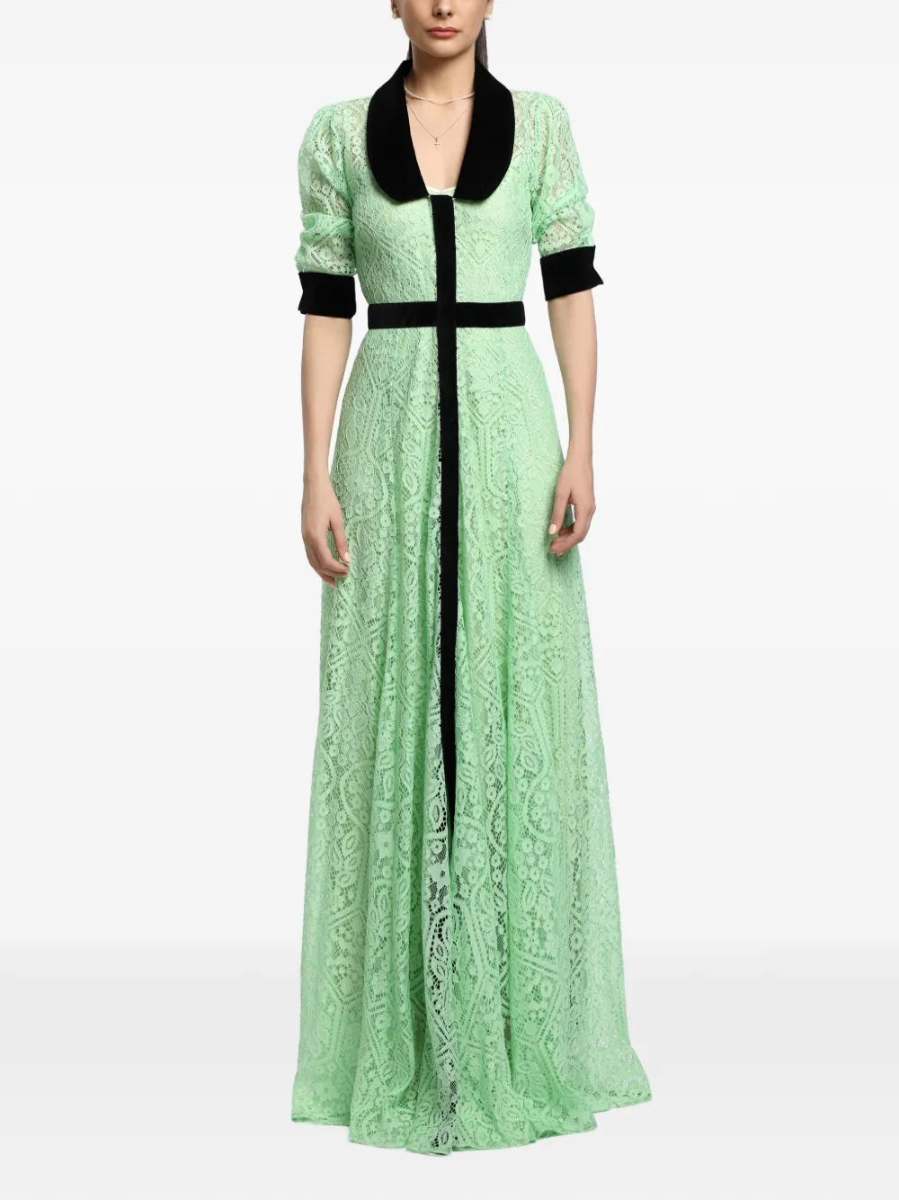 MIAU by Clara Rotescu Bergamot lace maxi dress - Verde