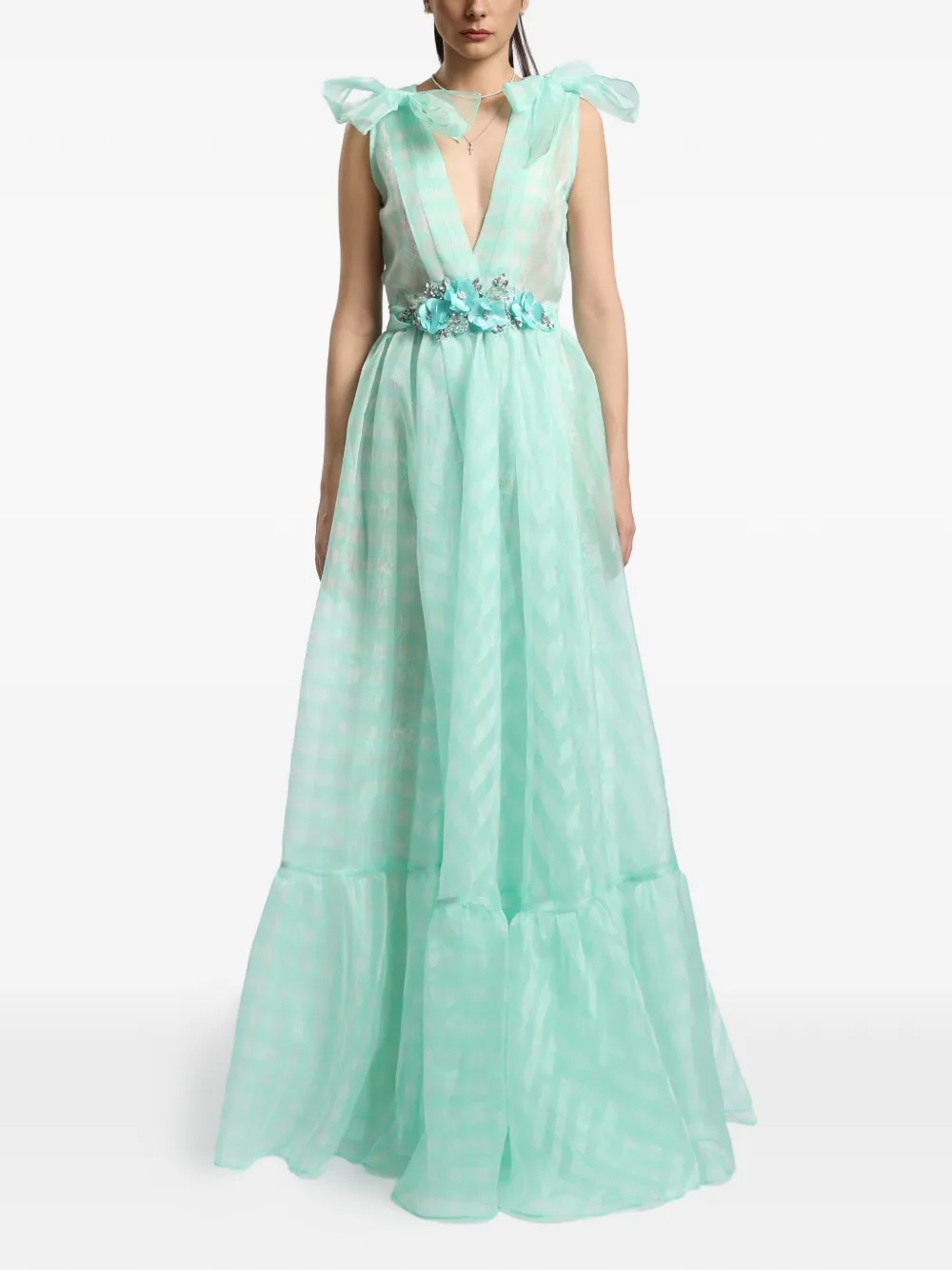 MIAU by Clara Rotescu Como floral-detail maxi dress - Verde