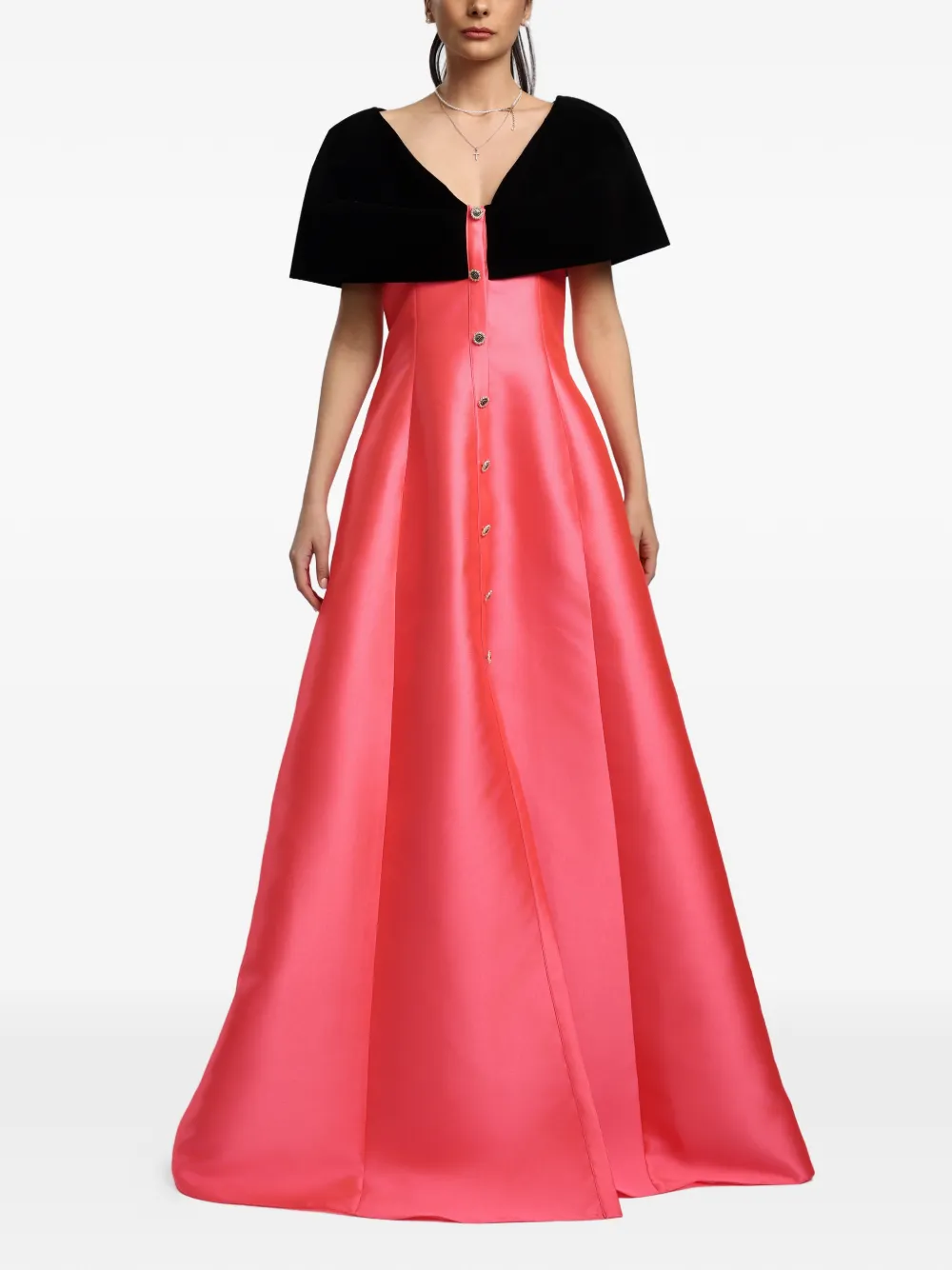 MIAU by Clara Rotescu Alhambra button V-neck maxi dress - Pink