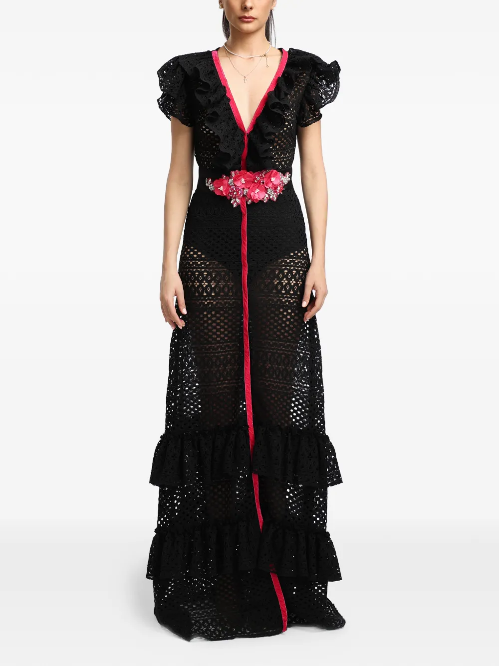 MIAU by Clara Rotescu Eze ruffled maxi dress - Nero