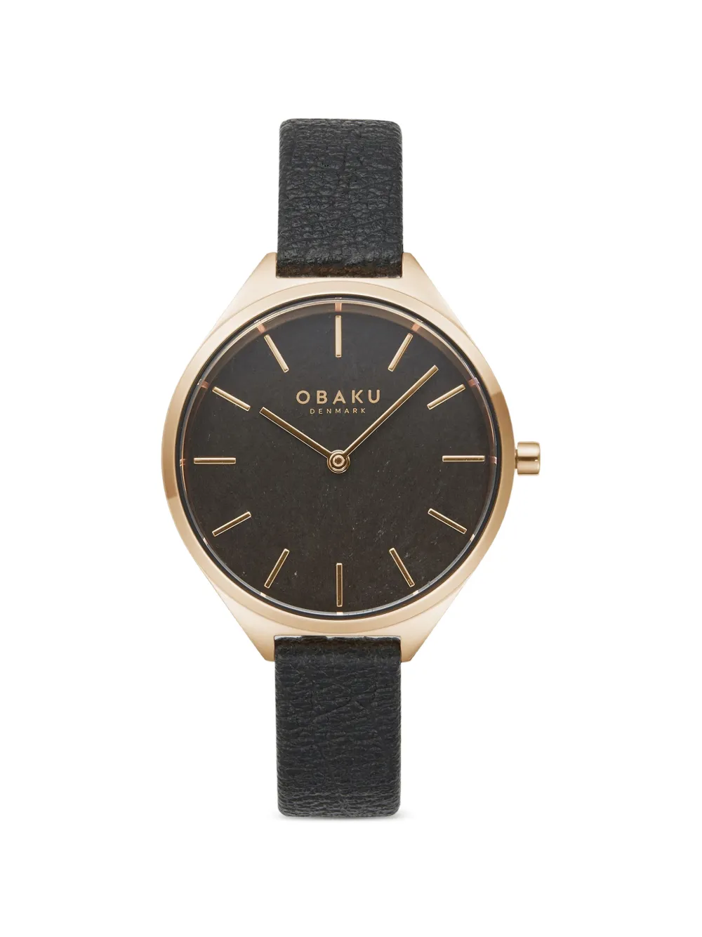 OBAKU Kaffe leather-strap 34mm watch - Nero