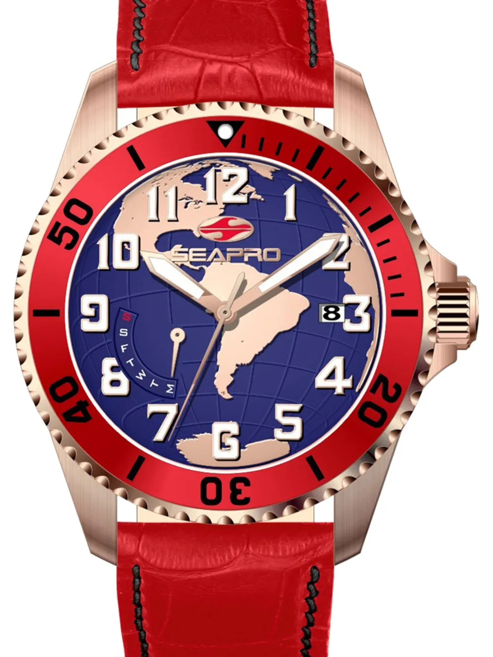  Seapro Reloj Voyager World Map De 42 Mm - Azul 