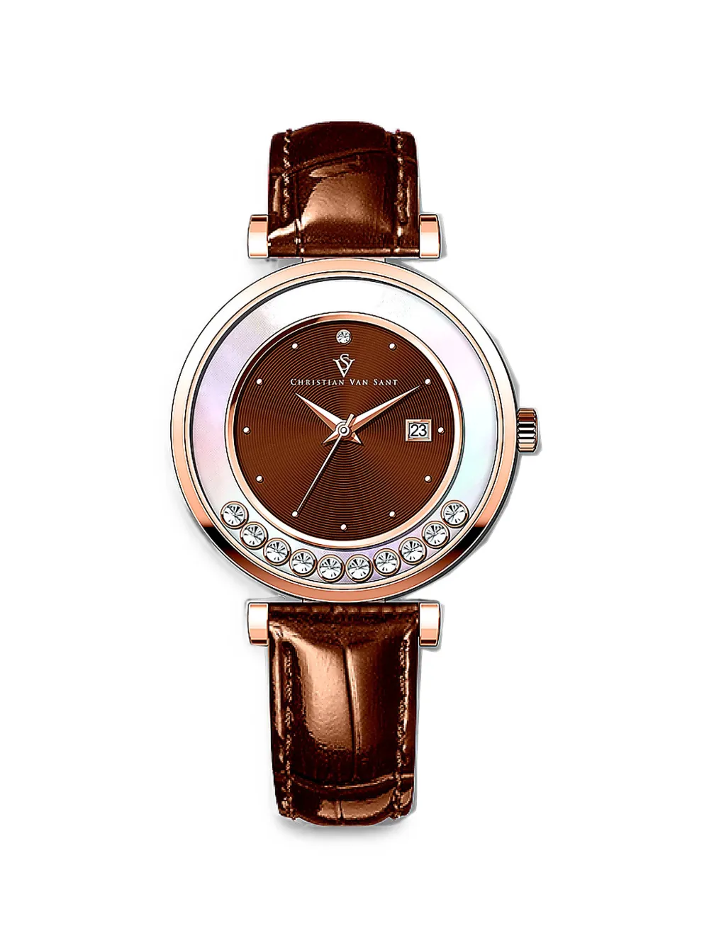 CHRISTIAN VAN SANT Bria crystal-embellished 40mm watch - Braun