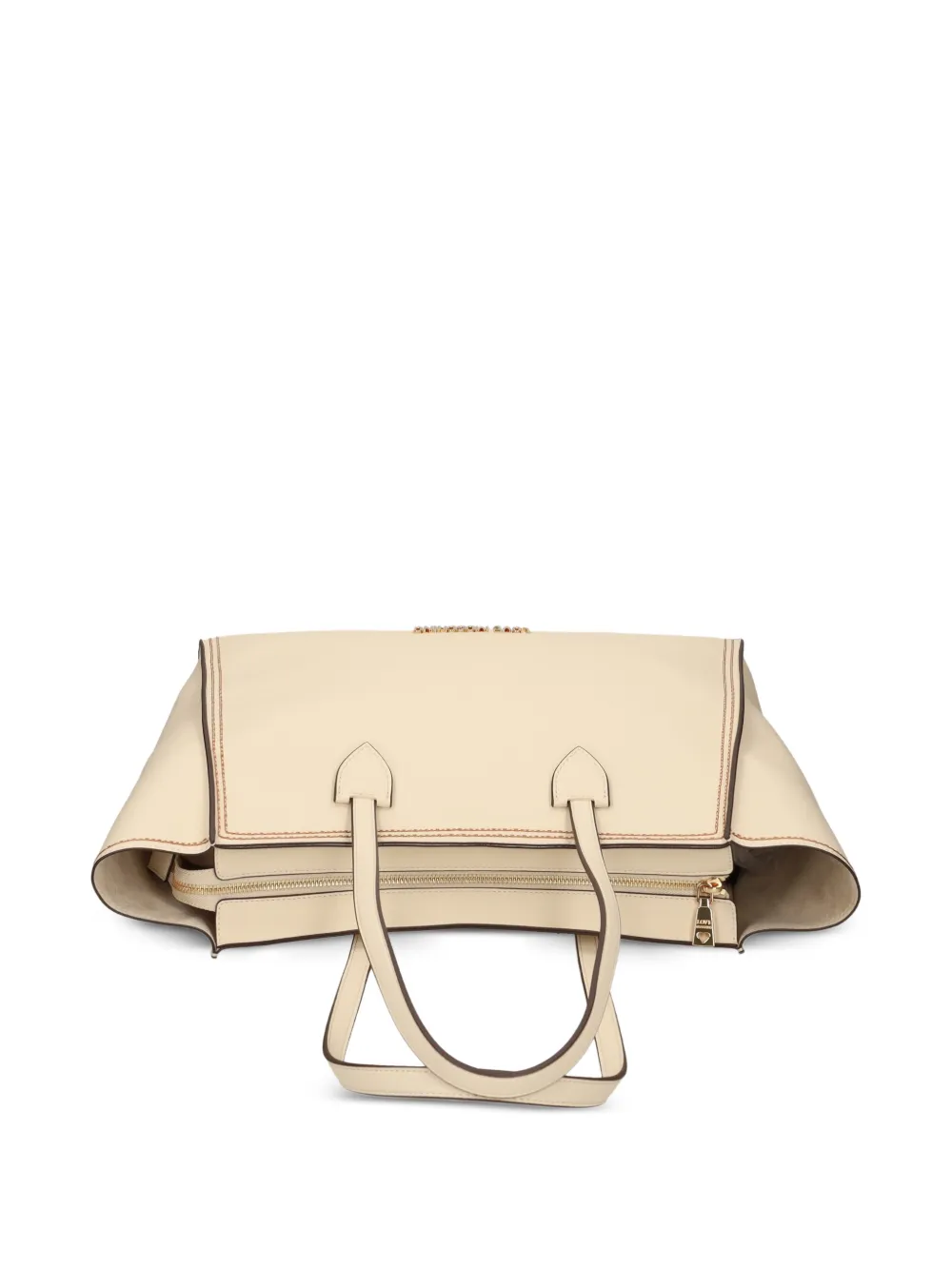Love Moschino Shopper met logoplakkaat en stiksel Beige