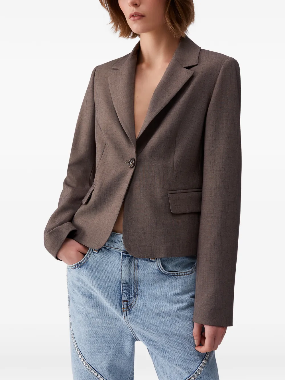LIU JO single-breasted cropped blazer - Braun