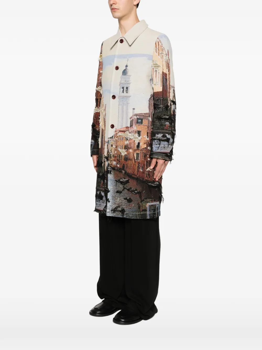  Junya Watanabe Man Abrigo Deshilachado - Neutro 