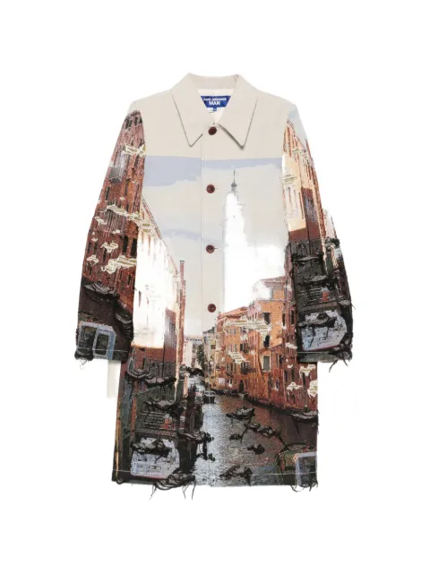 Junya Watanabe MAN tapestry frayed coat