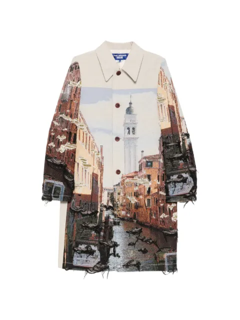 Junya Watanabe MAN tapestry frayed coat