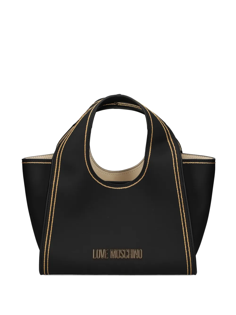 Love Moschino logo-plaque stitched tote bag - Nero