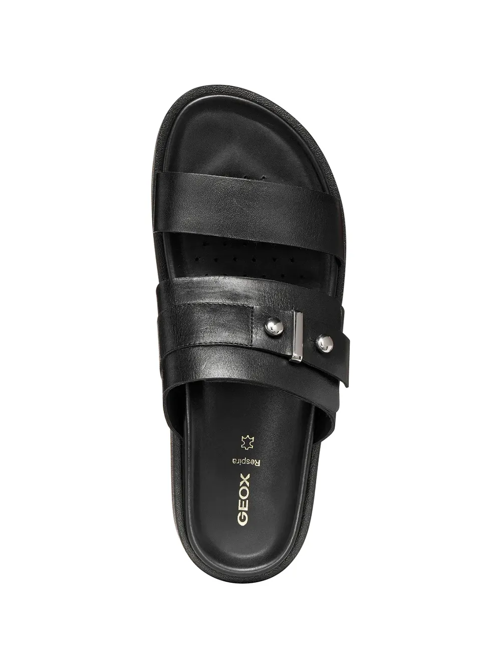 Geox Adelash H buckle-detail platform slides Zwart